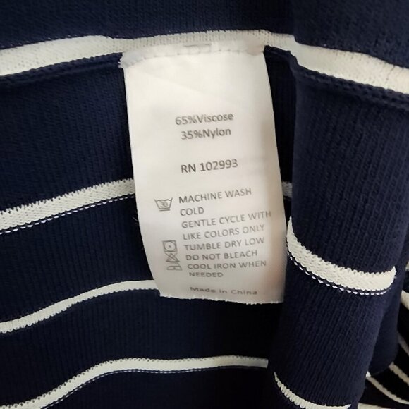 Jason Wu Collective XS Navy White Sleeveless Knit Maxi Dress Designer Stripe Fit - Picture 6 of 7